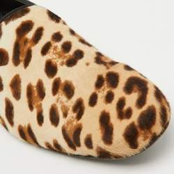 Dolce & Gabbana Brown Leopard Print Calf Hair Smoking Slippers Size 41