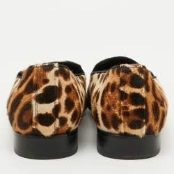 Dolce & Gabbana Brown Leopard Print Calf Hair Smoking Slippers Size 41