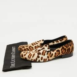 Dolce & Gabbana Brown Leopard Print Calf Hair Smoking Slippers Size 41