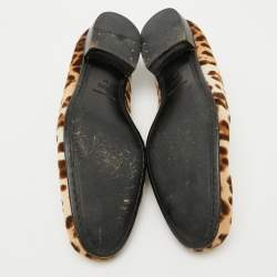 Dolce & Gabbana Brown Leopard Print Calf Hair Smoking Slippers Size 41