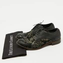 Dolce & Gabbana Black Floral Suede Lace Up Derby Size 41