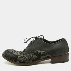 Dolce & Gabbana Black Floral Suede Lace Up Derby Size 41