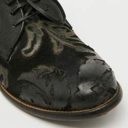 Dolce & Gabbana Black Floral Suede Lace Up Derby Size 41