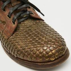 Dolce & Gabbana Brown Leather Runway Studs Cortina Ankle Boots Size 43