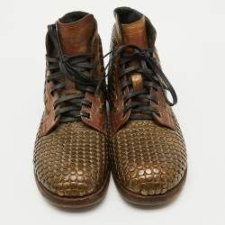 Dolce & Gabbana Brown Leather Runway Studs Cortina Ankle Boots Size 43