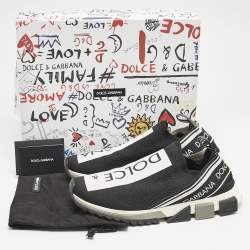 Pre Owned Dolce & Gabbana Black/White Mesh Sorrento Slip On Sneakers Size 44