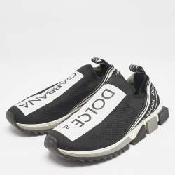 Pre Owned Dolce & Gabbana Black/White Mesh Sorrento Slip On Sneakers Size 44