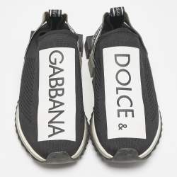 Pre Owned Dolce & Gabbana Black/White Mesh Sorrento Slip On Sneakers Size 44