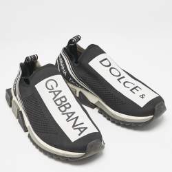 Pre Owned Dolce & Gabbana Black/White Mesh Sorrento Slip On Sneakers Size 44