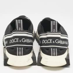 Pre Owned Dolce & Gabbana Black/White Mesh Sorrento Slip On Sneakers Size 44