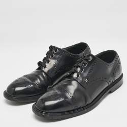 Dolce & Gabbana Black Brogue Leather Michelangelo Lace Up Derby Size 42.5