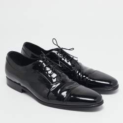Dolce & Gabbana Black Patent Leather Lace Up Oxfords Size 43