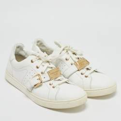 Dolce & Gabbana White Leather Buckle Detail Low Top Sneakers Size 43