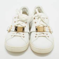 Dolce & Gabbana White Leather Buckle Detail Low Top Sneakers Size 43