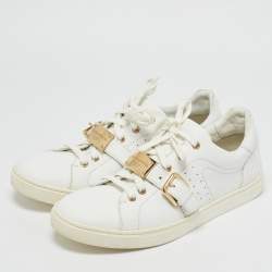 Dolce & Gabbana White Leather Buckle Detail Low Top Sneakers Size 43