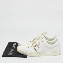 Dolce & Gabbana White Leather Buckle Detail Low Top Sneakers Size 43