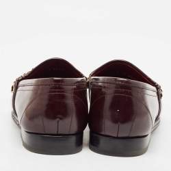 Dolce & Gabbana Burgundy Leather DG Chain Link Slip On Loafers Size 42