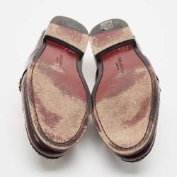 Dolce & Gabbana Burgundy Leather DG Chain Link Slip On Loafers Size 42