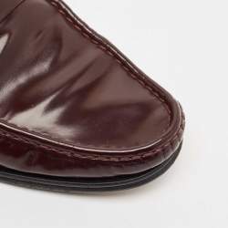 Dolce & Gabbana Burgundy Leather DG Chain Link Slip On Loafers Size 42