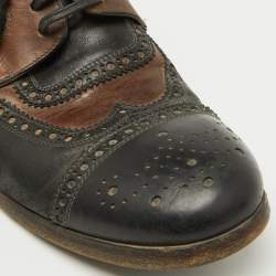 Dolce & Gabbana Black/Brown Brogue Leather Lace Up Derby Size 41.5