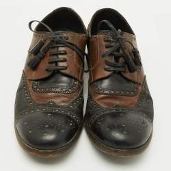 Dolce & Gabbana Black/Brown Brogue Leather Lace Up Derby Size 41.5