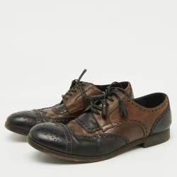 Dolce & Gabbana Black/Brown Brogue Leather Lace Up Derby Size 41.5
