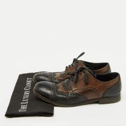 Dolce & Gabbana Black/Brown Brogue Leather Lace Up Derby Size 41.5