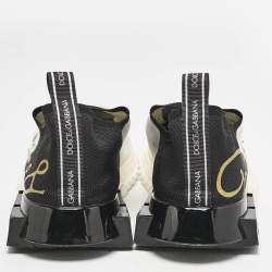 Dolce & Gabbana Black/White Knit Fabric Sorrento Slip On Sneakers Size 44