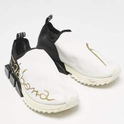 Dolce & Gabbana Black/White Knit Fabric Sorrento Slip On Sneakers Size 44