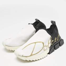 Dolce & Gabbana Black/White Knit Fabric Sorrento Slip On Sneakers Size 44