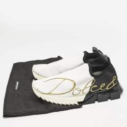 Dolce & Gabbana Black/White Knit Fabric Sorrento Slip On Sneakers Size 44
