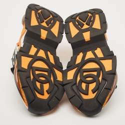 Pre Owned Dolce & Gabbana Orange/Black Leather and Nylon Airmaster Low Top Sneakers Size 45