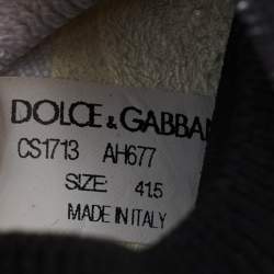 Pre Owned Dolce & Gabbana White/Black Stretch Knit Sorrento Slip On Sneakers Size 41.5