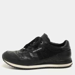 Dolce & Gabbana Black Calf Hair and Exotic Embossed Leather Lace Up Sneakers Size 43