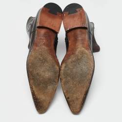Dolce & Gabbana Brown Brogue Leather Zip Ankle Length Boots Size 41