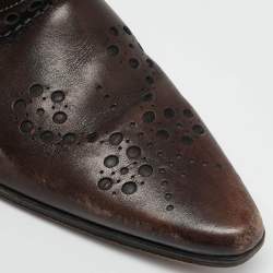 Dolce & Gabbana Brown Brogue Leather Zip Ankle Length Boots Size 41