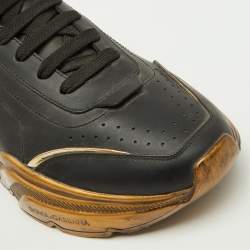 Dolce & Gabbana Black/Gold Leather Daymaster Low Top Sneakers Size 41