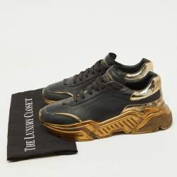Dolce & Gabbana Black/Gold Leather Daymaster Low Top Sneakers Size 41