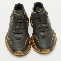 Dolce & Gabbana Black/Gold Leather Daymaster Low Top Sneakers Size 41