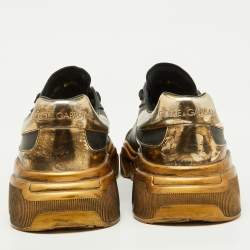Dolce & Gabbana Black/Gold Leather Daymaster Low Top Sneakers Size 41
