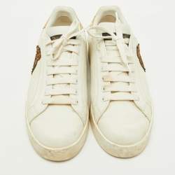 Dolce & Gabbana White Leather Portofino Crown Patch Low Top Sneakers Size 41