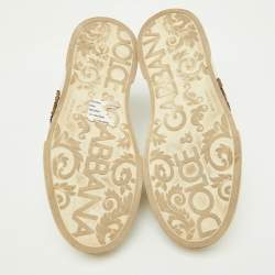 Dolce & Gabbana White Leather Portofino Crown Patch Low Top Sneakers Size 41