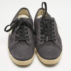 Dolce & Gabbana Navy Blue Canvas Lace Up Espadrille Size 41.5