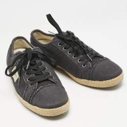 Dolce & Gabbana Navy Blue Canvas Lace Up Espadrille Size 41.5