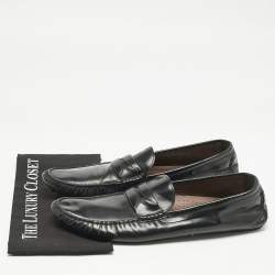 Dolce & Gabbana Black Leather Slip On Penny Loafers Size 45