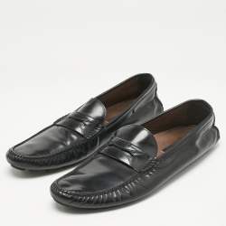 Dolce & Gabbana Black Leather Slip On Penny Loafers Size 45