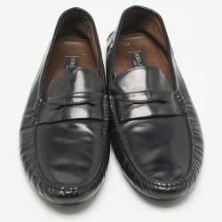 Dolce & Gabbana Black Leather Slip On Penny Loafers Size 45
