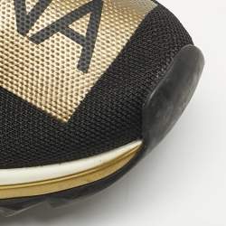 Dolce & Gabbana Gold/Black Knit Fabric Sorrento Slip On Sneakers Size 43