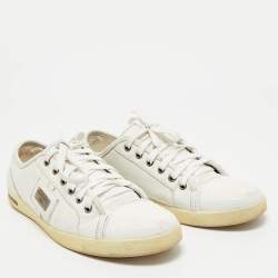 Dolce & Gabbana White Leather Logo Plaque Low Top Sneakers Size 41.5
