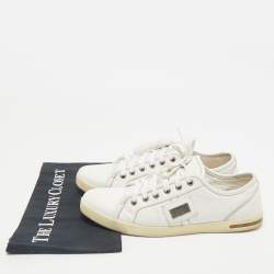 Dolce & Gabbana White Leather Logo Plaque Low Top Sneakers Size 41.5